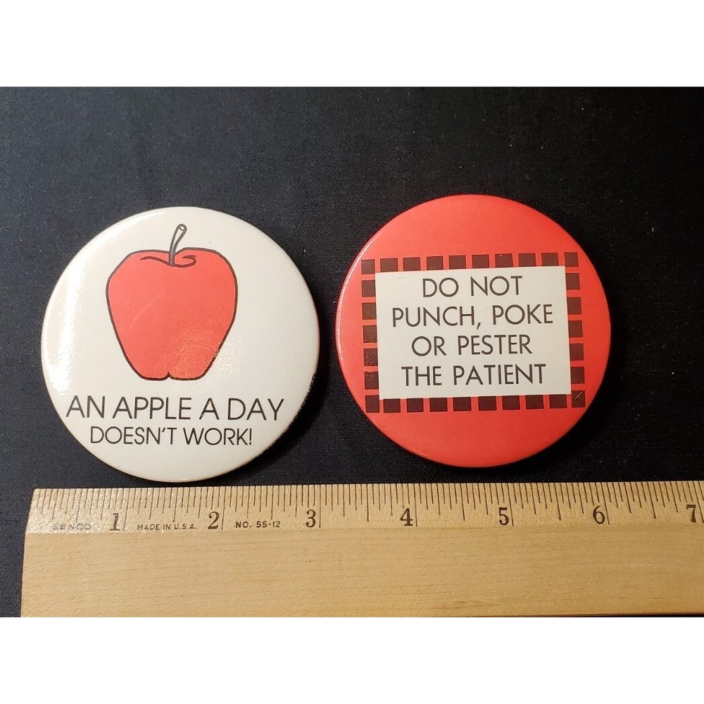 Lot of 2- L and L Productions (1979)  3 " Cool Vintage Medical/ Patient Pinback